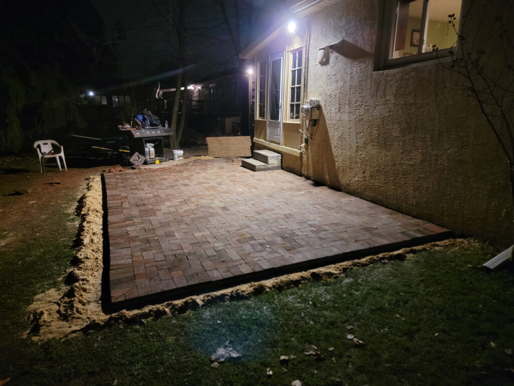 Yellow house paver bricks placed